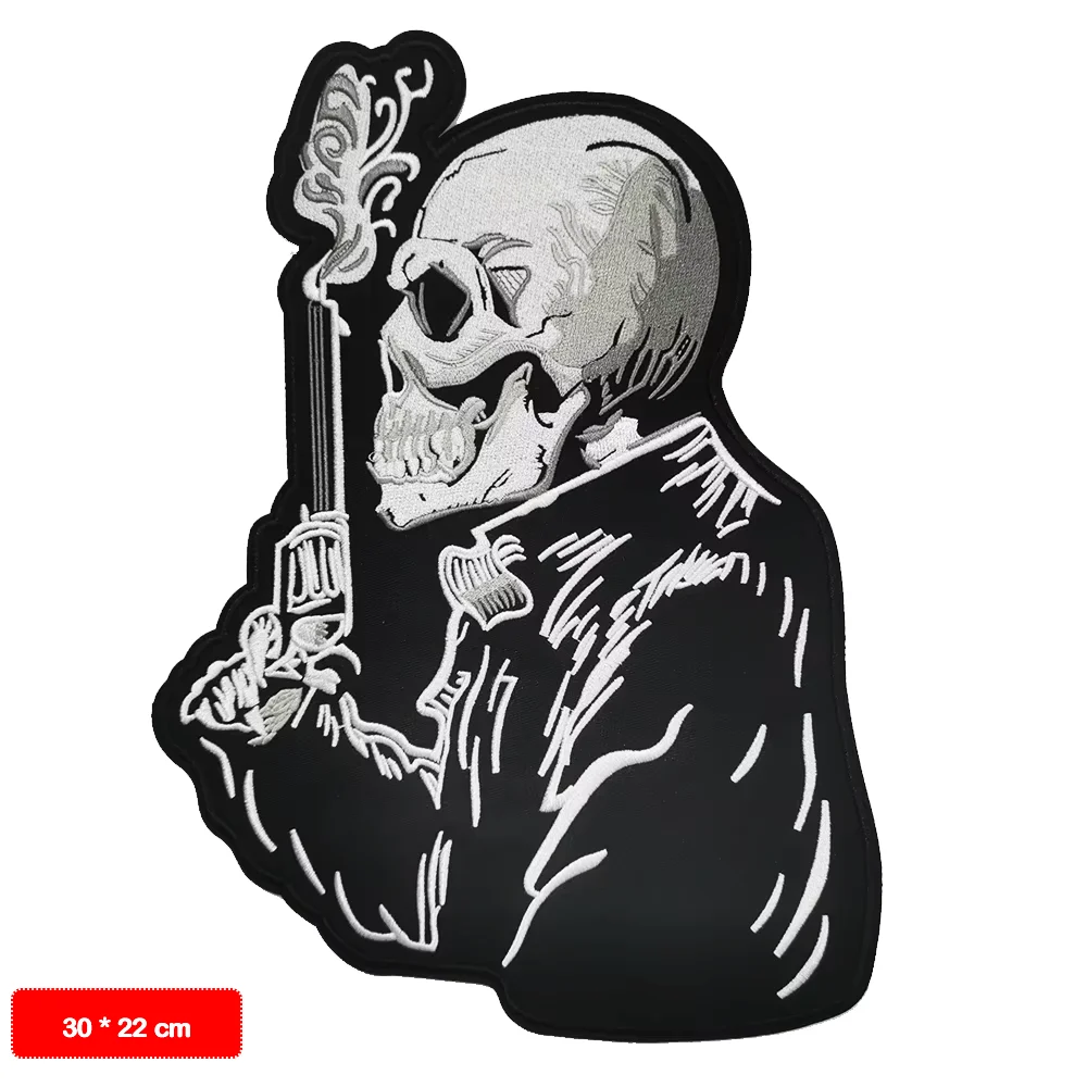 

death biker patch for Jacket backing, punk motorcycle embroidery skeleton biker badge, skull patch Garment Accessory