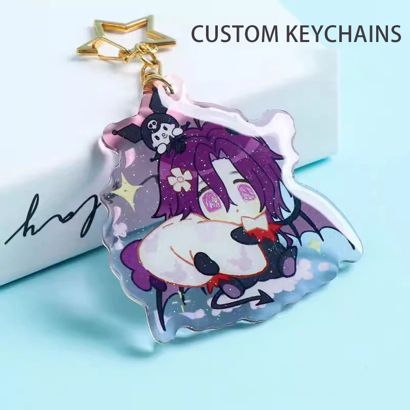 

Пользовательские эпоксидные брелки мультяшный брелок для ключей фото индивидуальные аниме подвески голограмма прозрачный акрил персонализированная дизайнерская подставка подарки