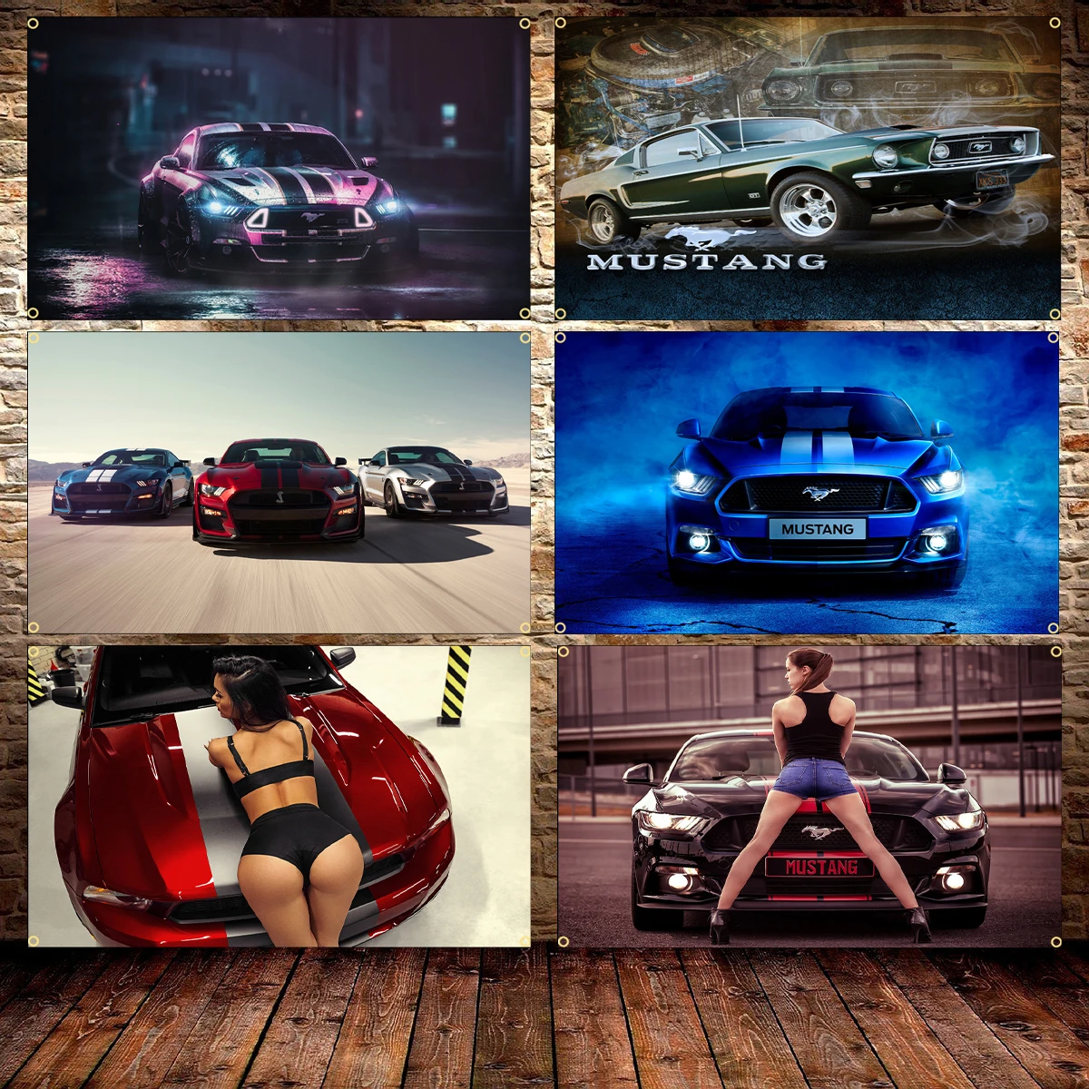 90X150CM Mustang Flag Classic Retro Vintage American Car Poster Club Printing Banner Tapestry Brass Grommet Garage