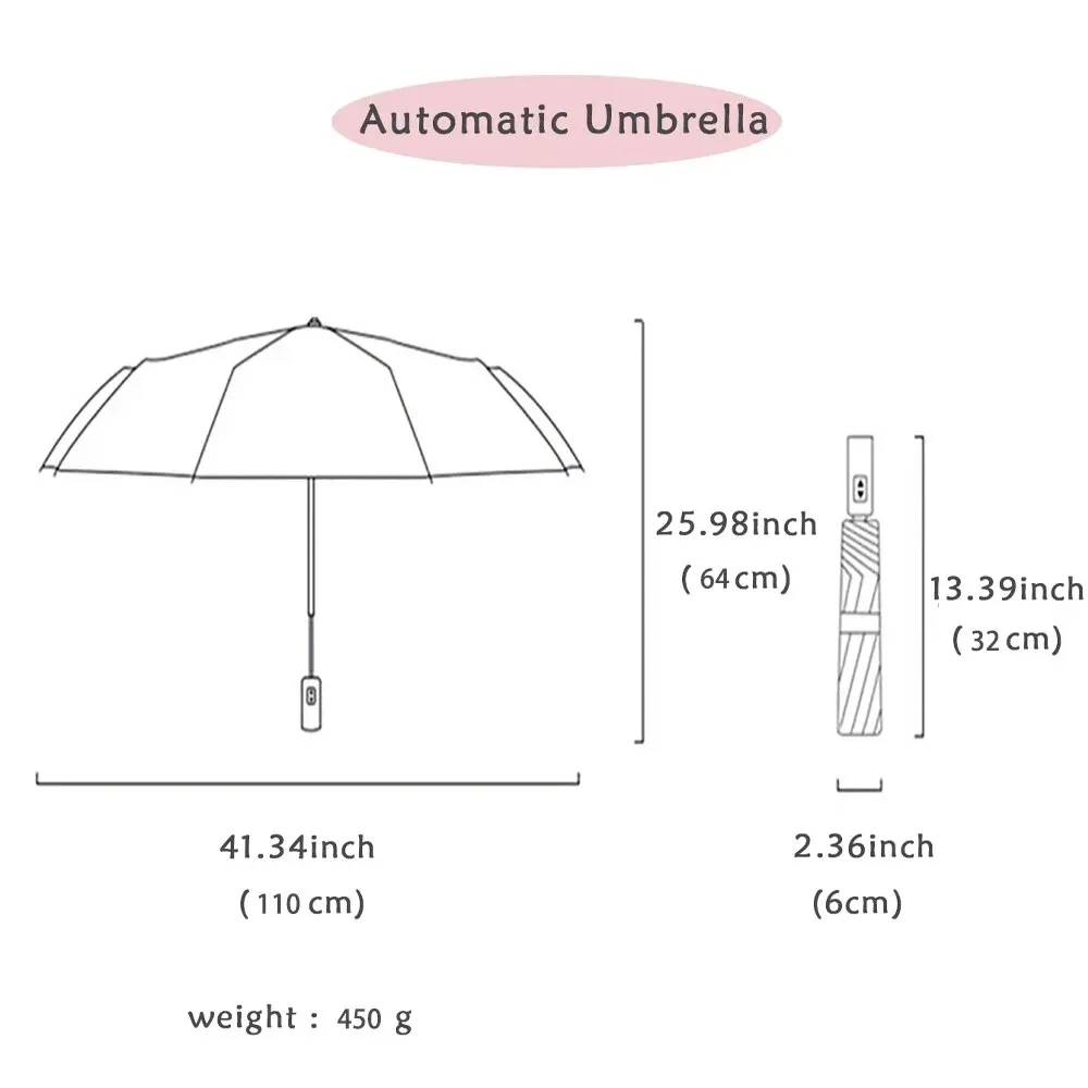 1pc Wind Resistant Folding Automatic Umbrella Rain Black Coating 12 Bones Parasol Rain Auto Luxury Big Windproof Umbrellas