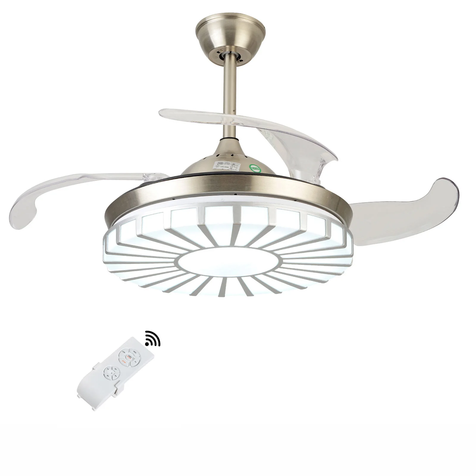 Ventilador de teto retrátil remoto com luz LED, lustre moderno, decoração do quarto, lâmpada regulável, salão e sala de estar