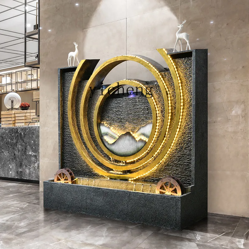 

ZYA Large Water Curtain Wall Screen Entrance Partition Decoration Living Room Courtyard Creative Fish Pond Ornament
