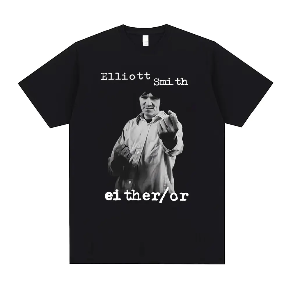 

Singer Elliott Smith Ei Ther or Graphic T-shirt Men Fashion Vintage Oversized T Shirts Men's Casual Cotton T-shirts Streetwear