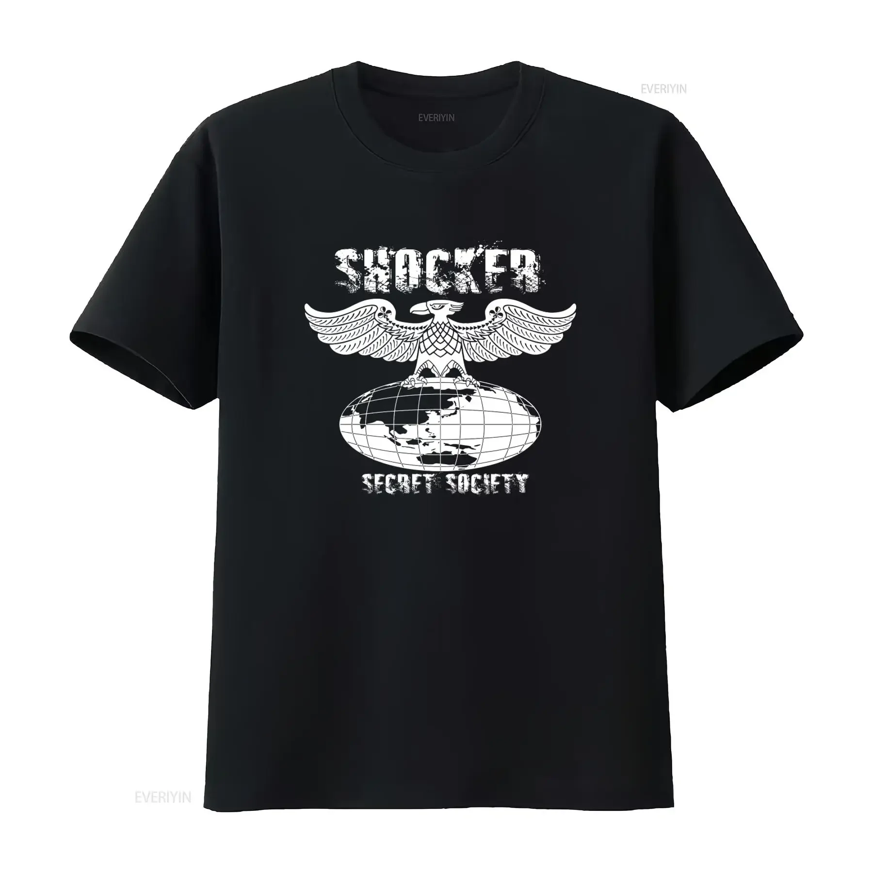 Shocker Secret Society Eagle Globe Print Men's T Shirt American Style  vintage Washed Casual graphic Slightly Stretched Soft