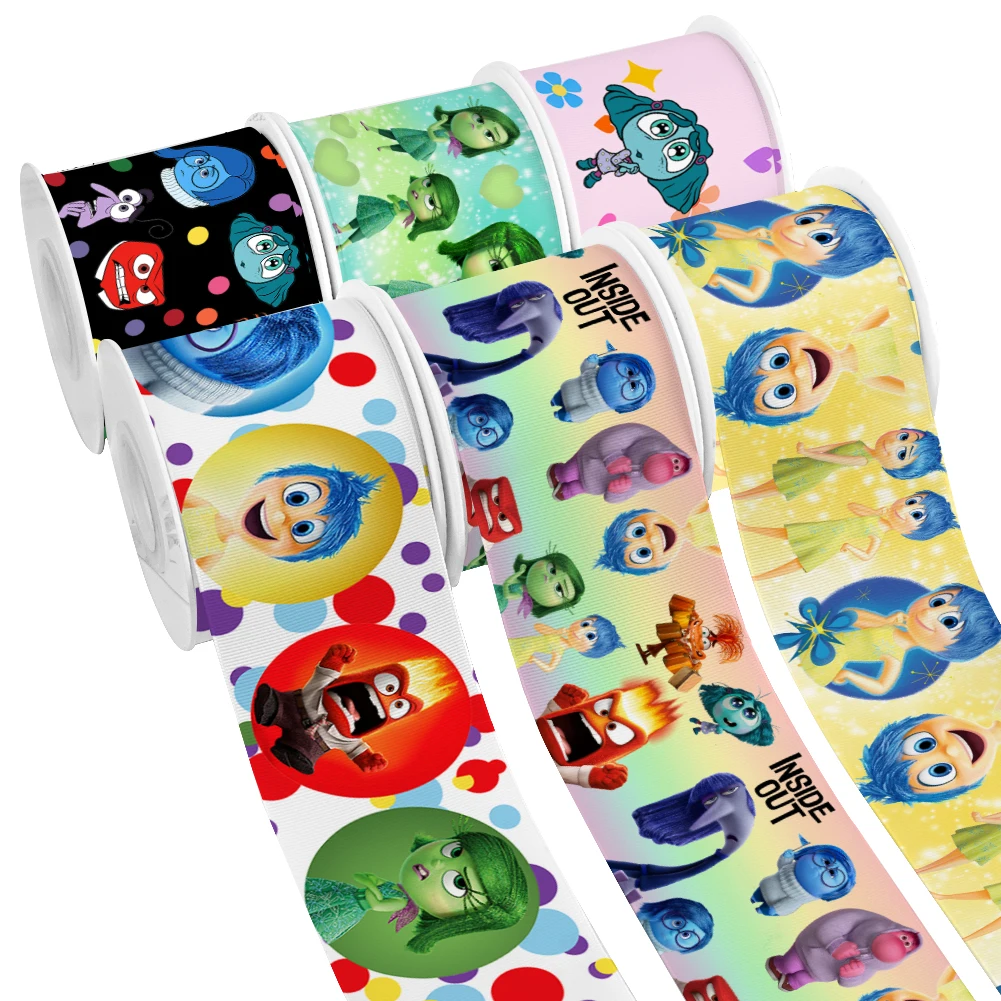 MINIS Disney Cartoon Inside Out Pattern Printing nastro in Grosgrain 5Yards per fiocchi per capelli fai da te Merry Party Dec Meterials