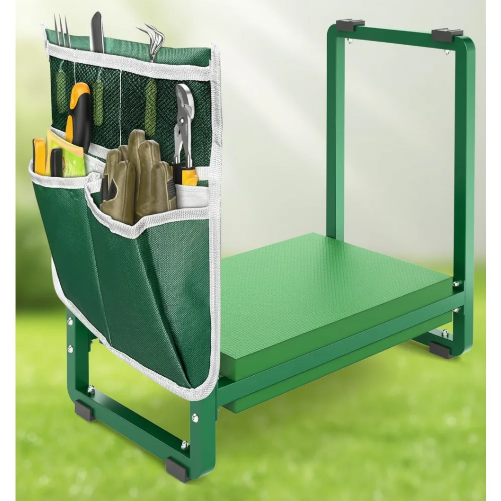 

10.2" Extra Wide Garden Kneeler & Seat, Heavy Duty Gardening Bench for Seniors & Women with Tool Bag