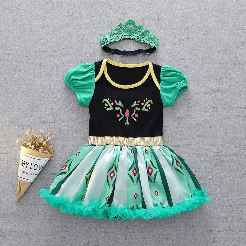 New Summer Baby Girl Bodysuit Party Jumpsuit Kids Halloween Carnival Party Princess Clothes Role Play Carnival Clothing K115