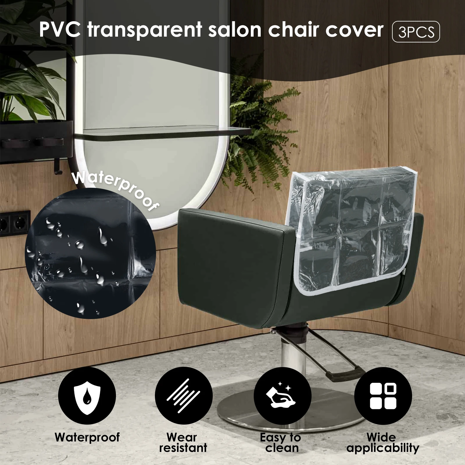 3Pcs Chair Backrest Cover Clear Chair Back Protection Dustproof Backrest Slipcover Accessories New Waterproof Salon Chair Covers