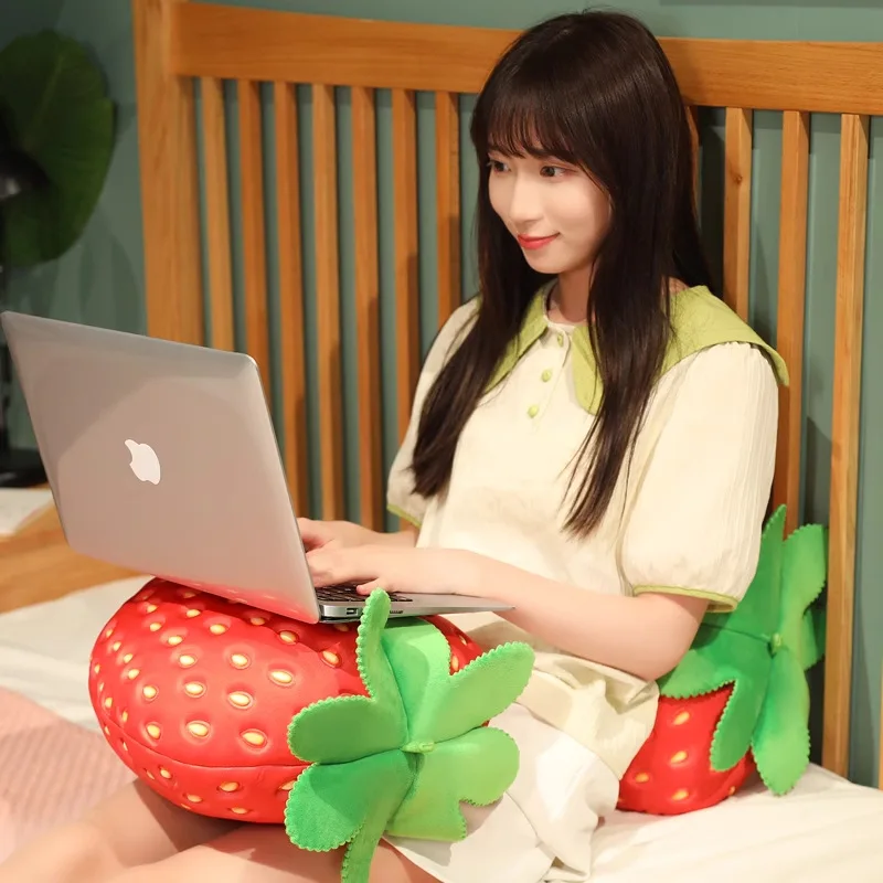 

40CM Simulation Big Strawberry Plush Pillow Stuffed Soft Fruit Dolls Identical Toys for Room Decor Cushion Gift for Girlfriend