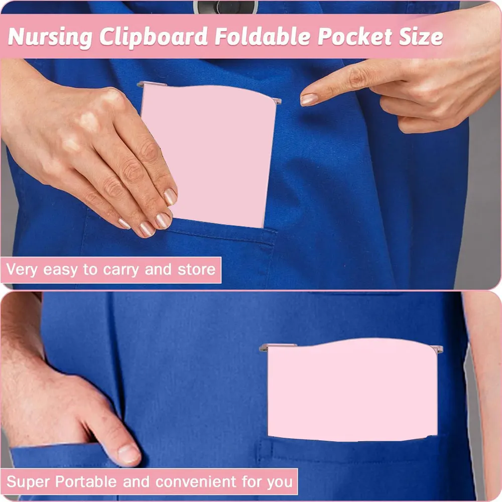 1PC Nursing Clipboard, Foldable, Triple-Layer Aluminum, Nurse Board with Low Profile Clip and Pen Clip Pocket.
