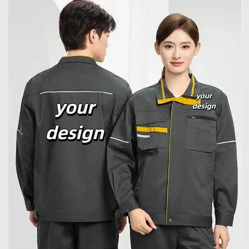 Men's Long Sleeved High Quality Workshop Workwear Suit Personalized Custom Design Print Logo Factory Decoration Workers Clothes