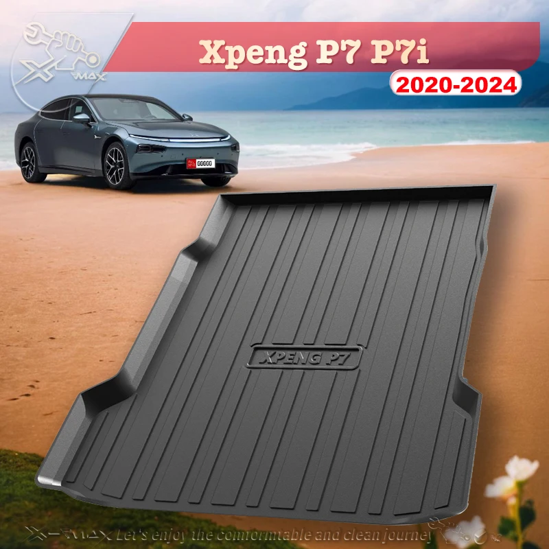 

Для Xpeng P7 P7i 2020-2024 подходит для багажника автомобиля, всесезонный черный коврик для багажника, 3D-образный лазерный измерительный коврик в багажник