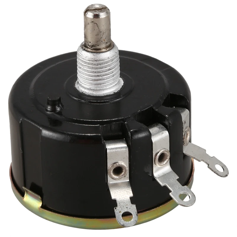 WX050 10K Ohm 5W 6Mm Round Shaft Rotary Wire Wound Potentiometer Black+Silver