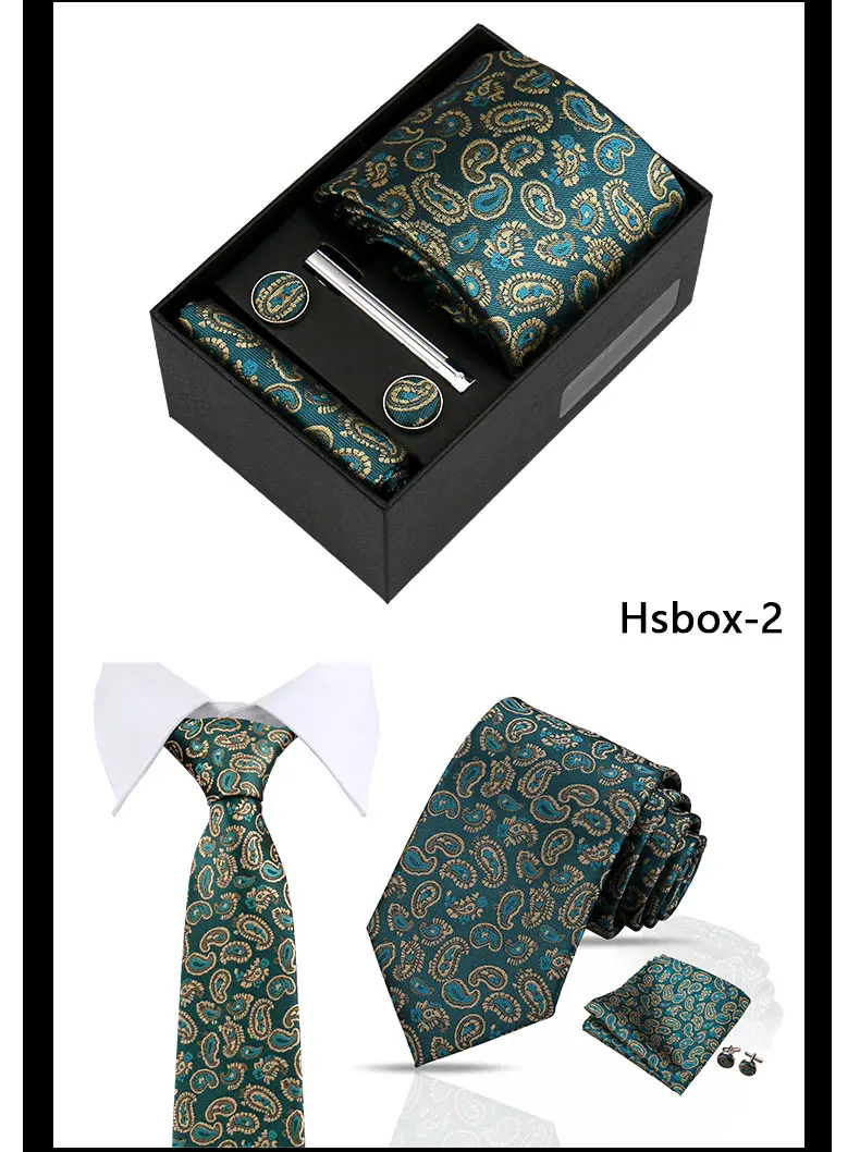 Modische Krawatten für Herren, Paisley-Krawatte, Geschenkbox-Set, originelle Geschenke für Herren, hochwertige Krawatte, Business-, Hochzeits- und Anzug-Accessoires – Detail 6