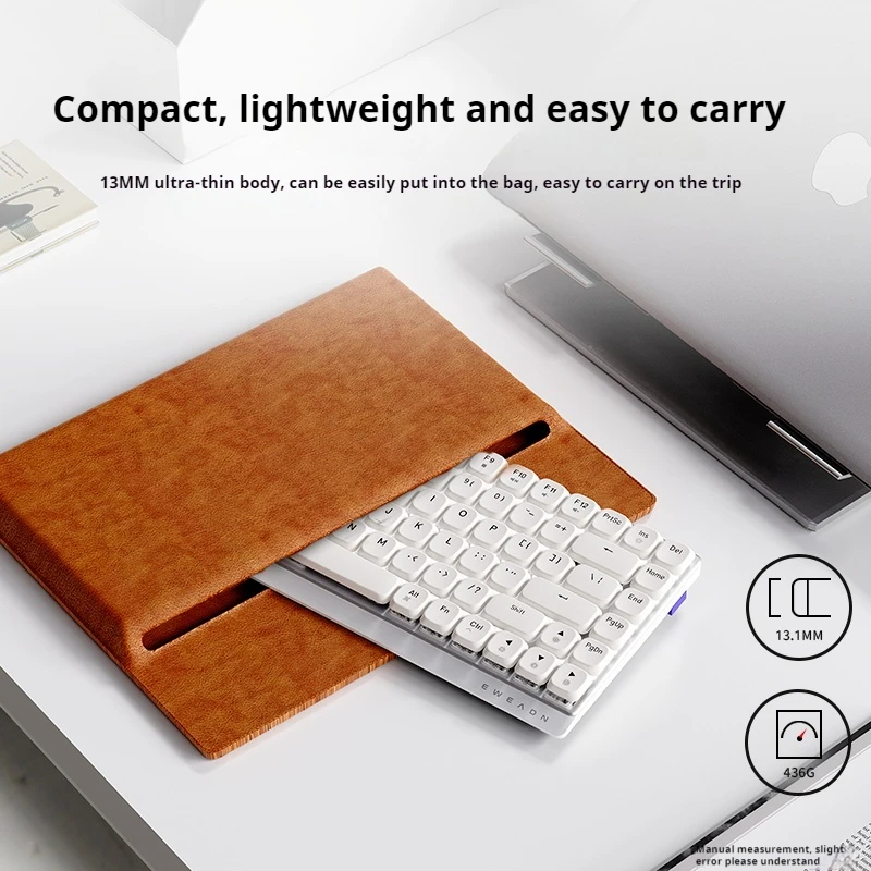 EWEADN Clavier de jeu mécanique tri-mode à profil bas 84 touches, rétroéclairage blanc, ergonomique, pour bureau et jeu, ordinateur portable/PC