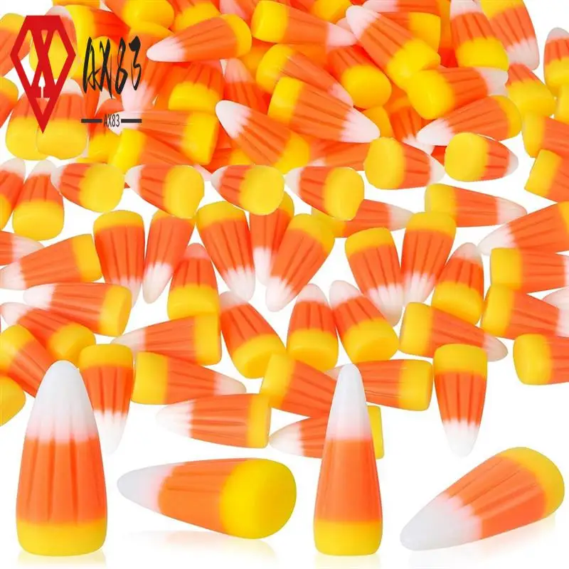 

AX83-50 PCS Halloween Resin Candy Corn As Shown Resin Fall Faux Fake Corn Scrapbooking Embellishments