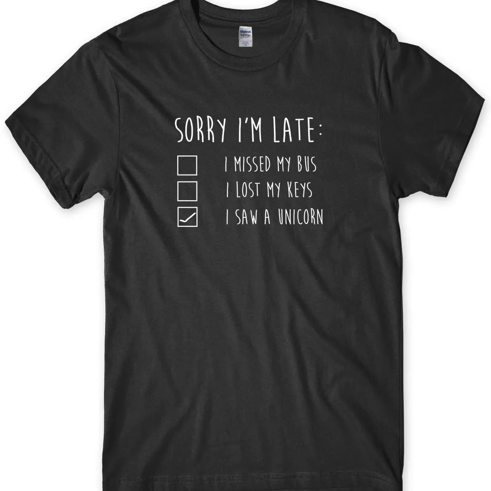 Sorry I'm Late I Saw A Unicorn Herren T Shirt lustig  vintage Washed Versatile Slightly Soft homme Comfortable Stylish