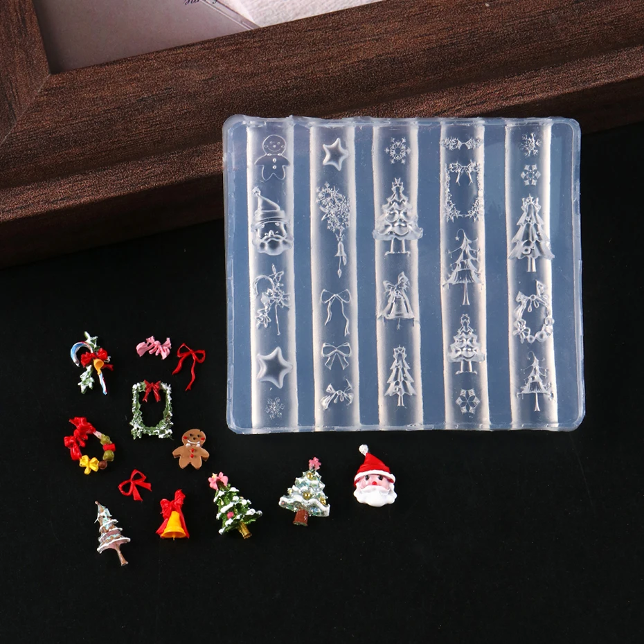 3D Weihnachten Silikon Nagel Form Santa Lebkuchen Weihnachtsbäume Nagel Design DIY Maniküre Vorlage Werkzeug für Nagel Oberfläche Dekor