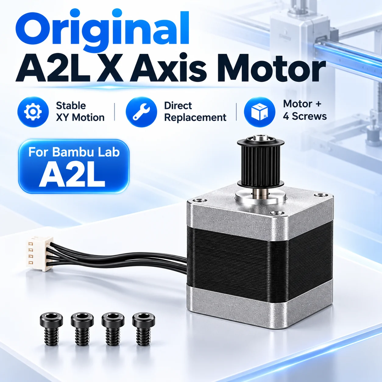 Original Bambu Lab A2L X-Axis Motor Replacement Part with 4 M3x6 Screws for 3D Printer