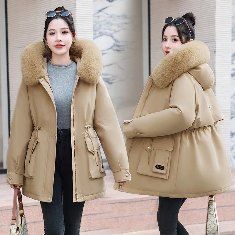 

Parkas Biker Womens Autumn Two-Sided Irregular Double-Sided Gentle Wrap Fuzzy Layering Turtleneck Lacing Neon Air Classical Girl