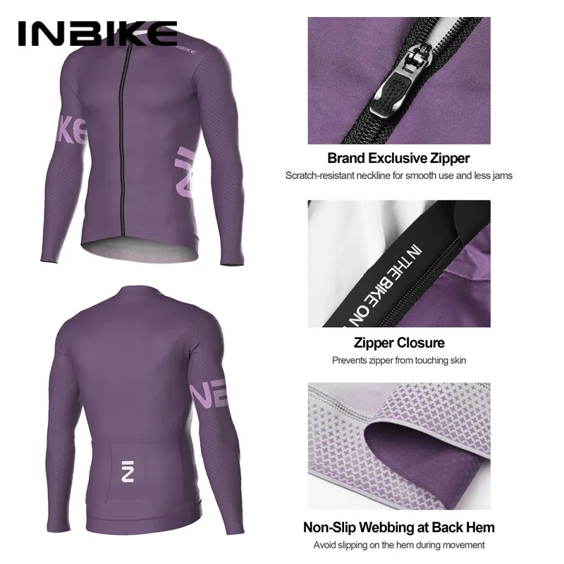 INBIKE Heren Fietsen Lange Mouw Ademende MTB Kleding Fietsshirt voor Heren Racefiets Topshirts met Zak Fietskleding