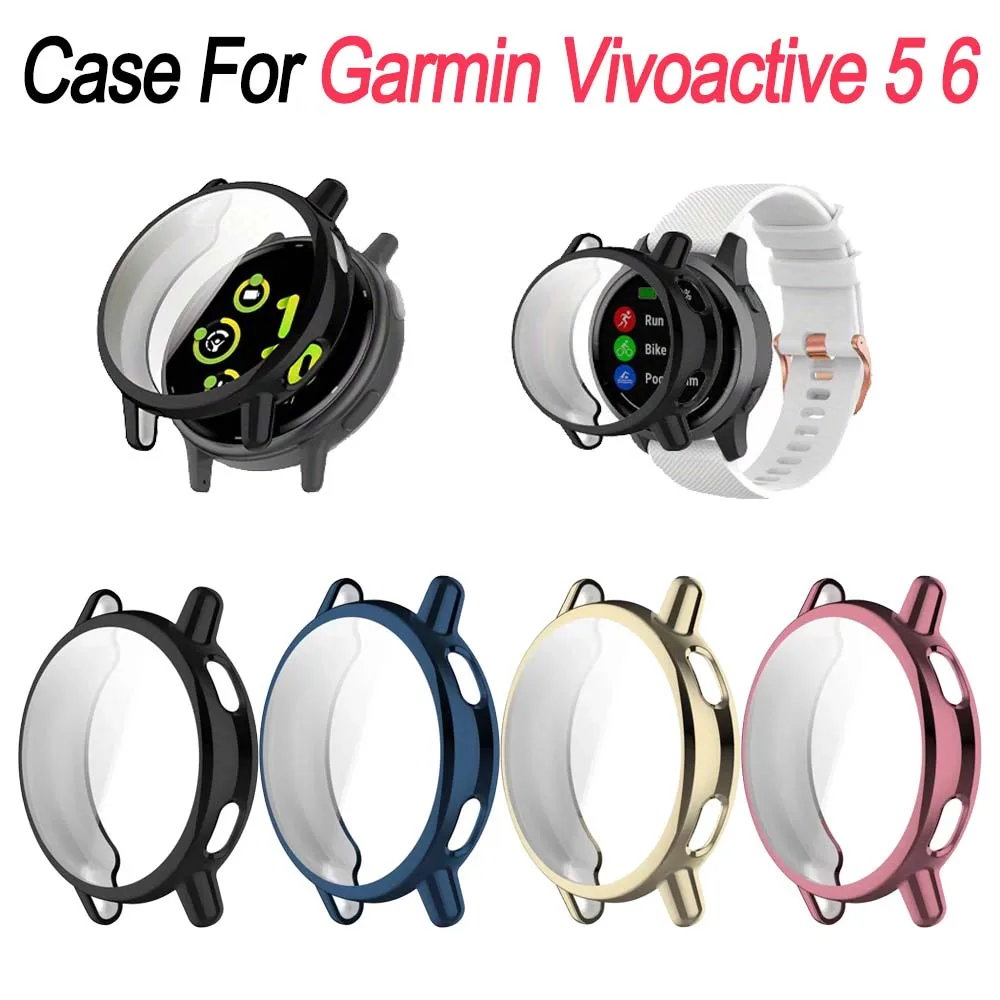 Protective Case for Garmin Vivoactive 5 6, Electroplated TPU Full-Coverage Screen Protector, Versatile Color Options Available