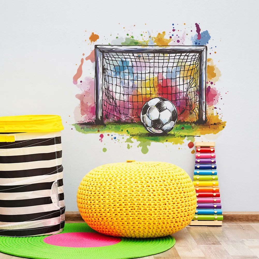 Soccer-Inspired Wall Decal for Living Space Decoration Featuring Thematic Consistency and PVC Material Integrity
