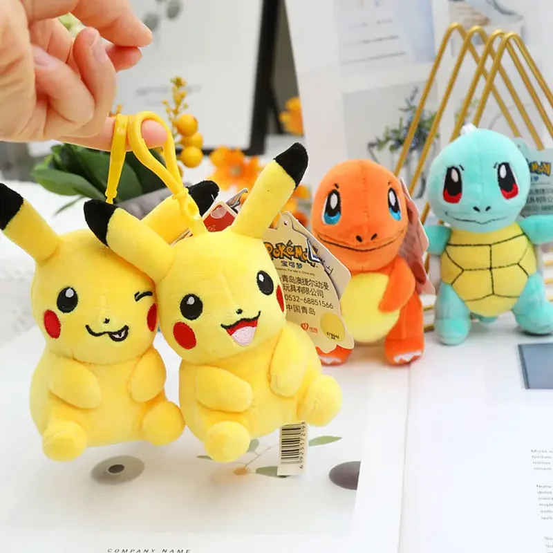 Genuine Pokemon Plush Keychains Pikachu Pikachu Pendant Plush Doll Pokemon Book Bag Charm Toys