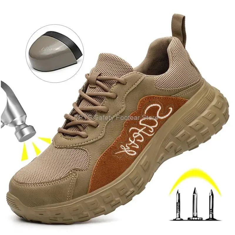 Safety Shoes Men Steel Toe Anti Smash Safety Shoes Anti-Stab Work Boots Men Light Breathable Men Work Shoes Comfortable Sneakers