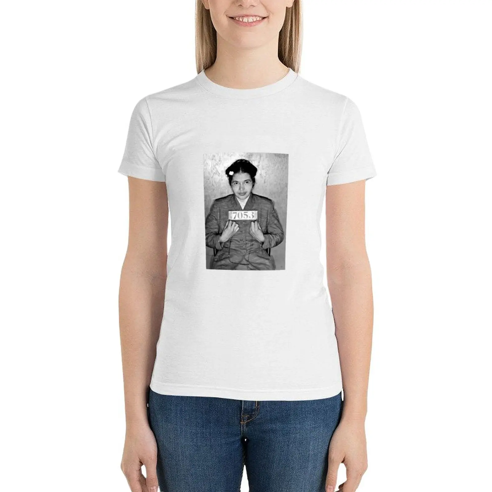 ROSA PARKS MUGSHOT T-shirt female anime clothes funny t shirt for Women