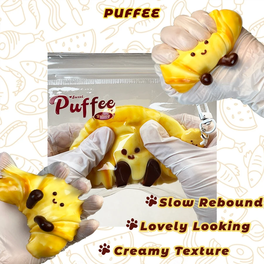 Croissant Squishy Taba in silicone alimentare, giocattolo morbido e cremoso fatto a mano, antistress per lezioni di ufficio, regalo di Pasqua di Natale