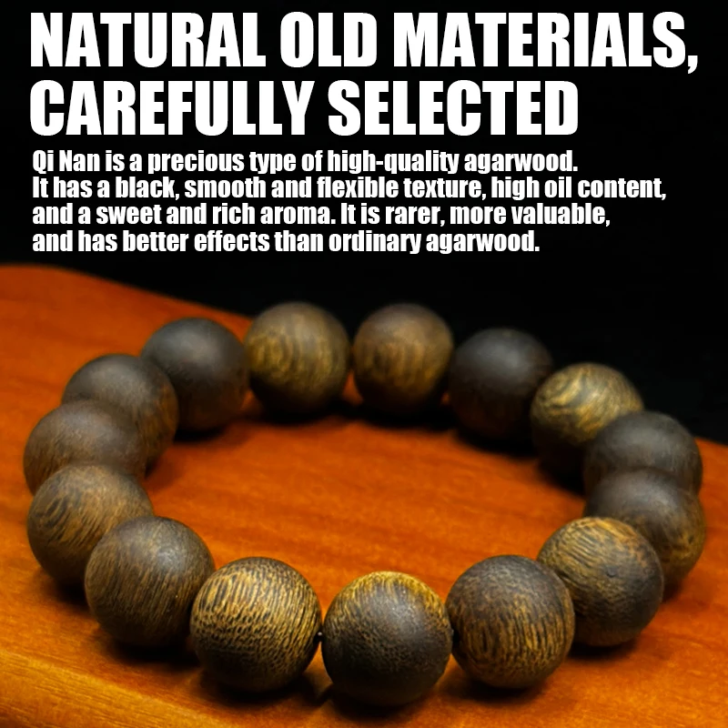 0.551Inch*15 Pieces, about 25 Grams, Qinan, Natural Agarwood, High-Quality Wooden Toys, Bracelets, Beads, Necklaces, Bracelets, Jewelry, Fashionable, Retro, Collectibles, Gift Boxes, Essentials for Gifts [Sinking, Water, Grade]