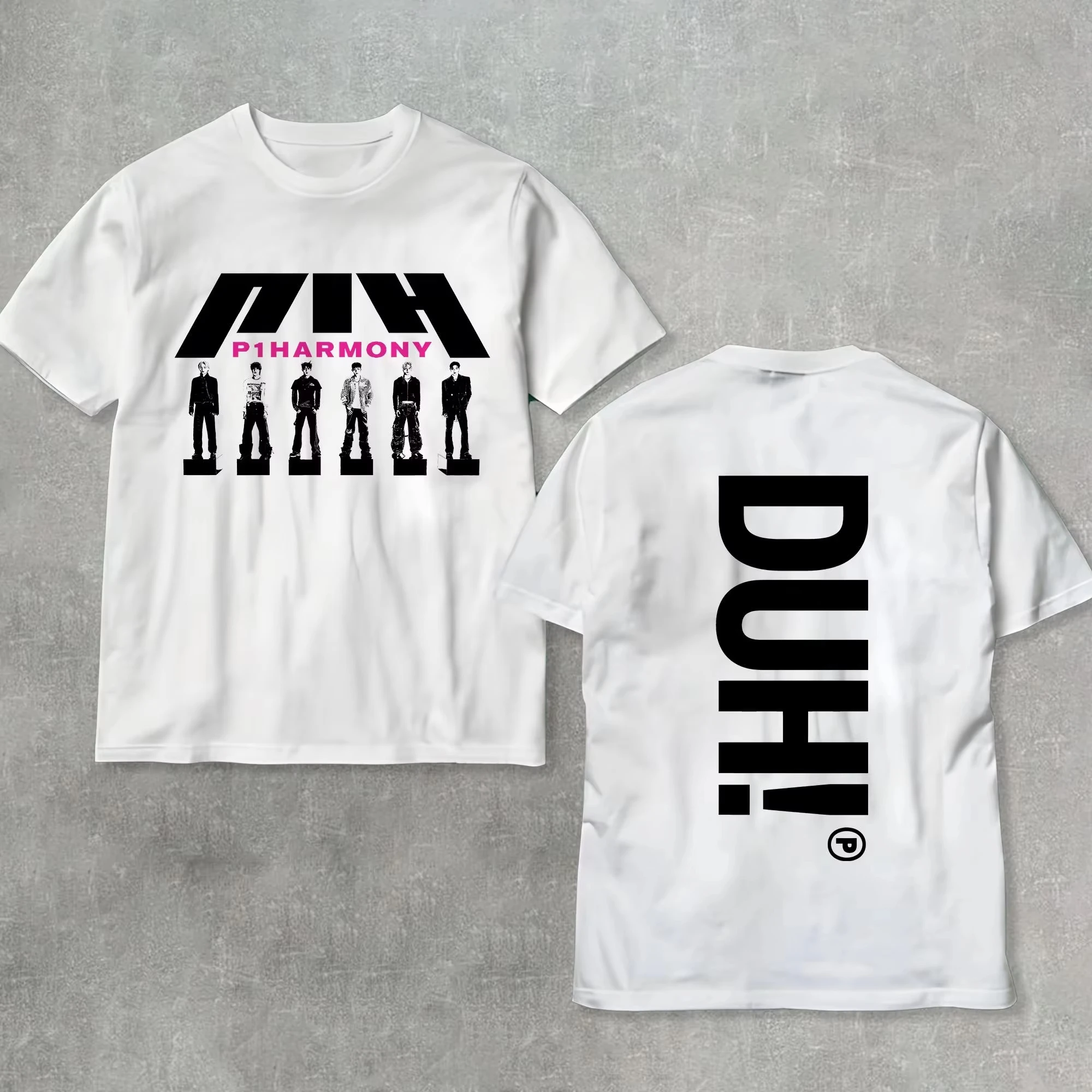 2026 New Summer P1Harmony DUH Kpop Graphic Tee Unisex Casual Short Sleeve Streetwear Fan Daily Outfits For Men Women