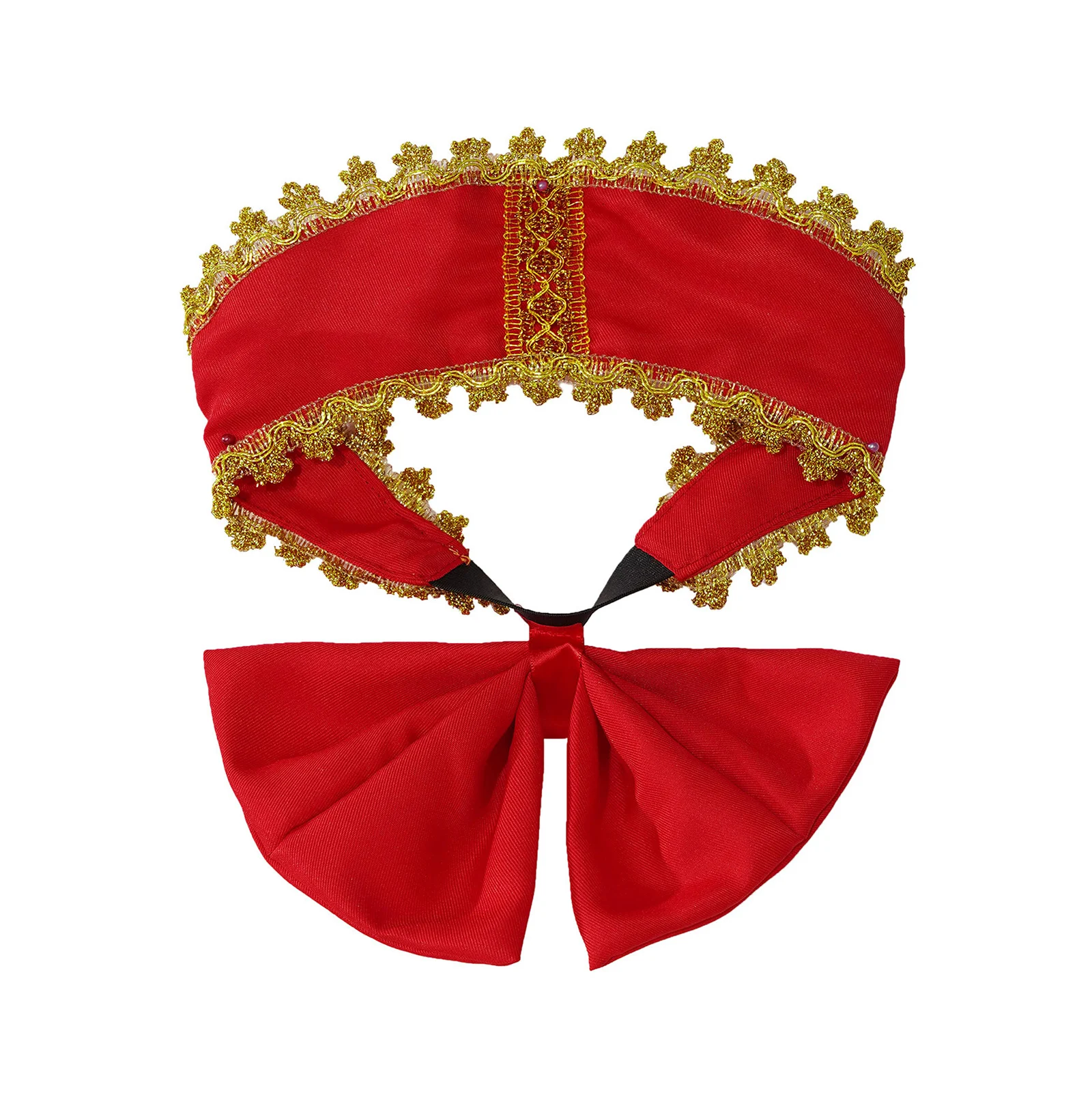 Kinder Mädchen Russische Traditionellen Kostüm Rot Puff Hülse Gold Stickerei Knie Länge Kleid + Kopfstück Halloween Cosplay Partei Kleid