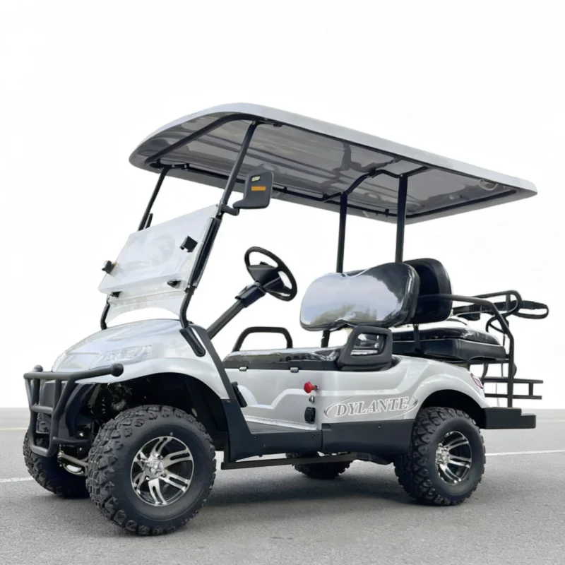 صنعت الصين 4 مقاعد CE 48 فولت 60 فولت 72 فولت عربة جولف كهربائية تعمل بالبطارية مع رف حقيبة الجولف #3