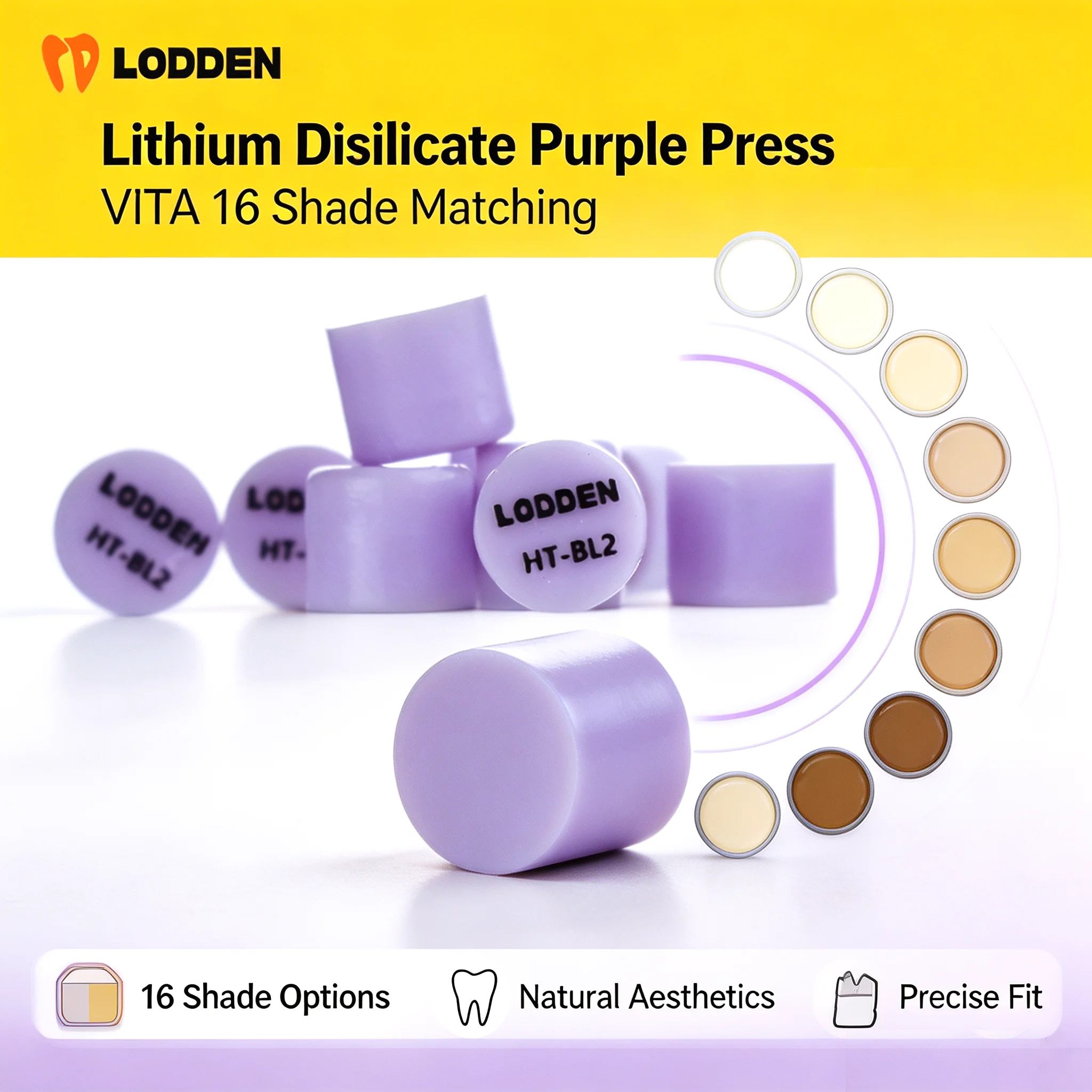 10pcs Lithium Disilicate Tablets Dental Lab Blocks Pressing for Veneer immediate restoration Materials Dental Press Ingot