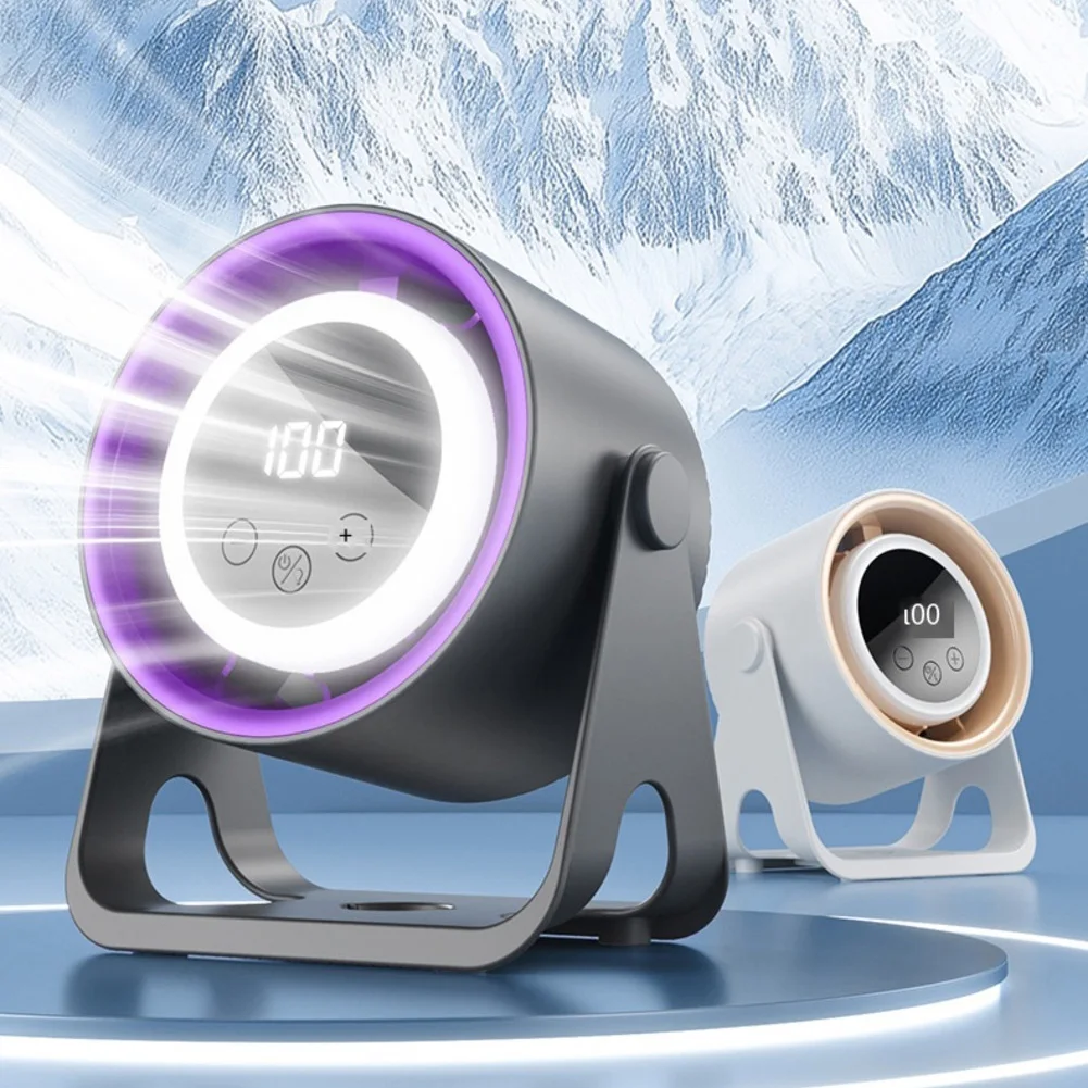 

Battery-Powered Quiet Desk Fan With Adjustable Head & LED Night Light 100 Speeds USB Charging Portable Mini Desktop Fan