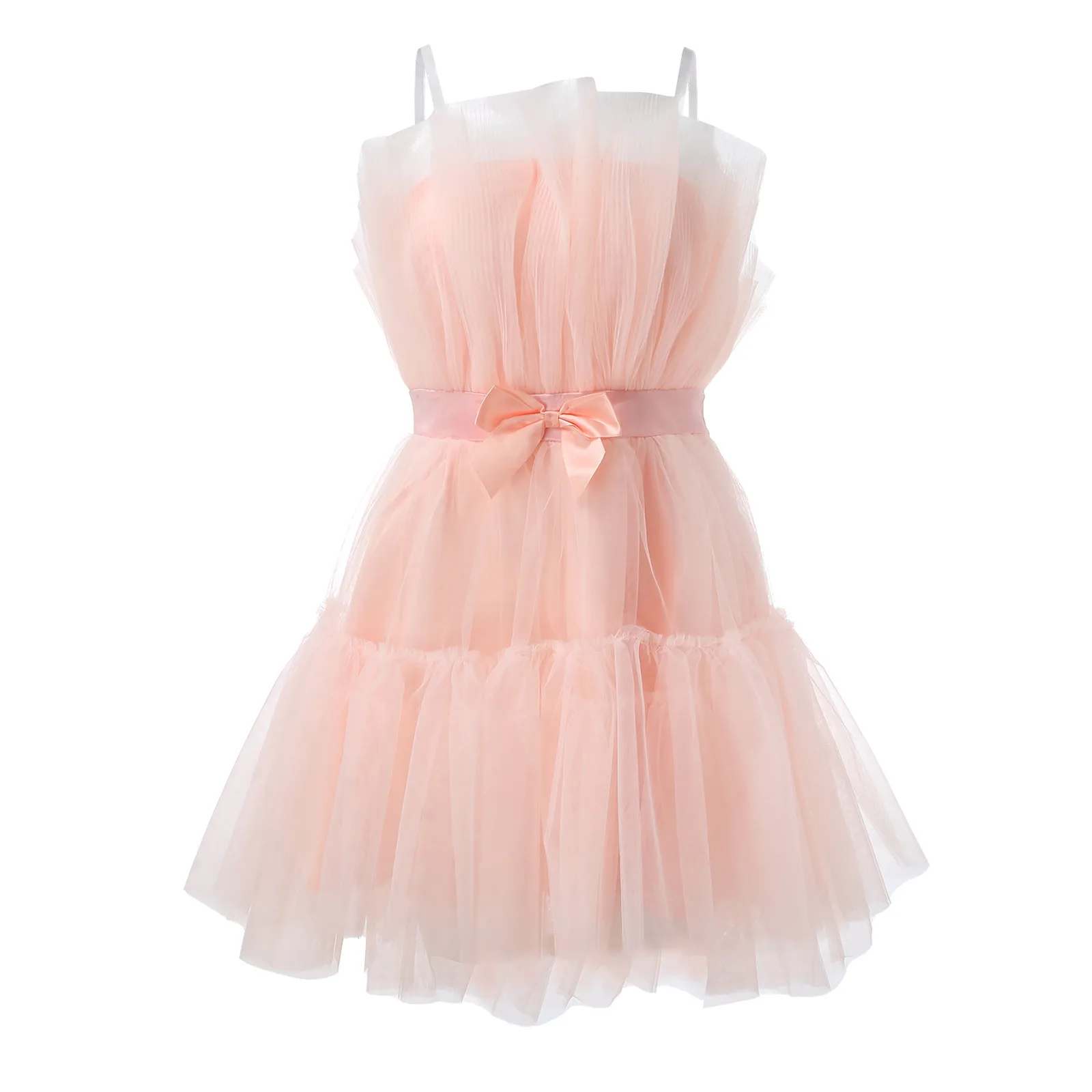 ปิดไหล่ Frill Trim SHEER ตาข่าย Swing ชุดผู้หญิงโบว์เอวสูง MINI Fluffy กระโปรงเซ็กซี่ Ruffles ชุดราตรี