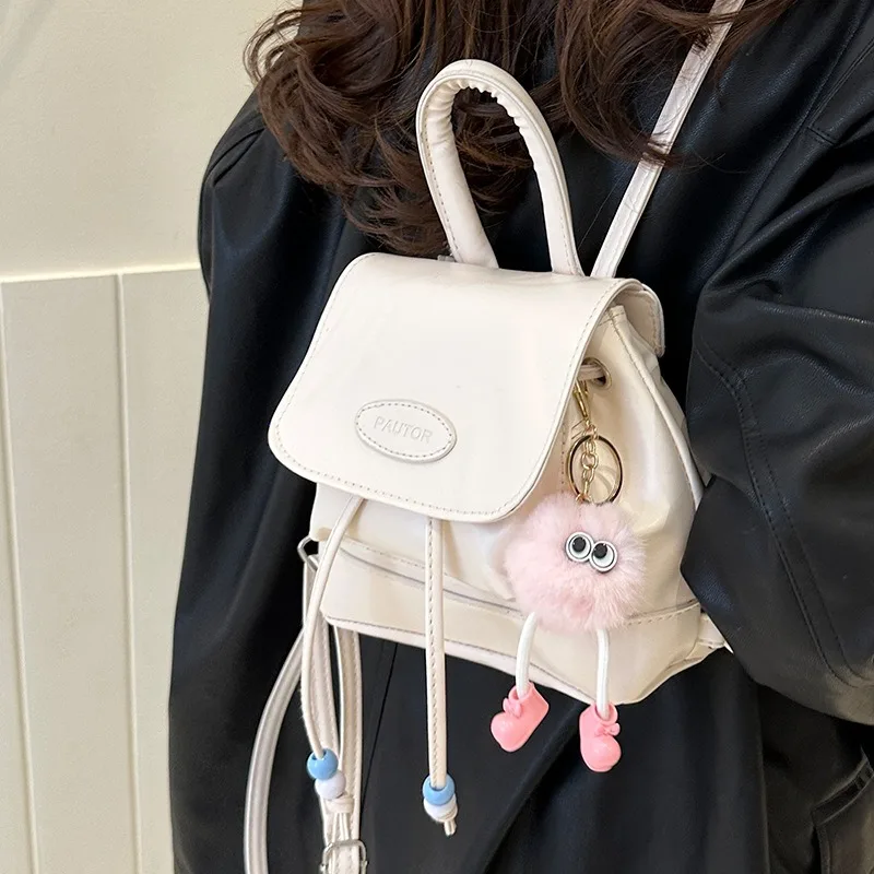 Retro college style backpack bag simple and fashionable color matching Korean autumn and winter new Korean contrasting color bac