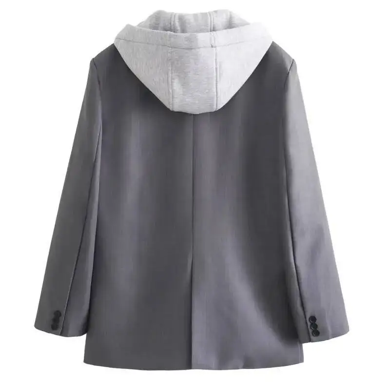 سترة نسائية عصرية للشارع من FANAN مع قلنسوة مرقعة لربيع وخريف سترات جديدة أنيقة مناسبة معاطف عصرية للسيدات