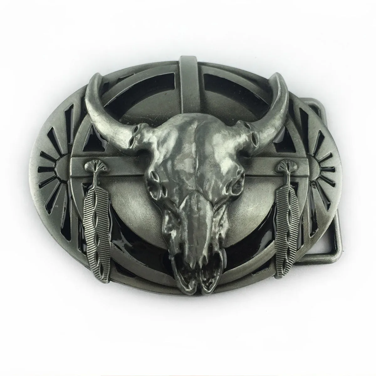 

T-DISOM Men's Retro Cow Head Tribal Belt Buckle Design Fashion Leather Accessory