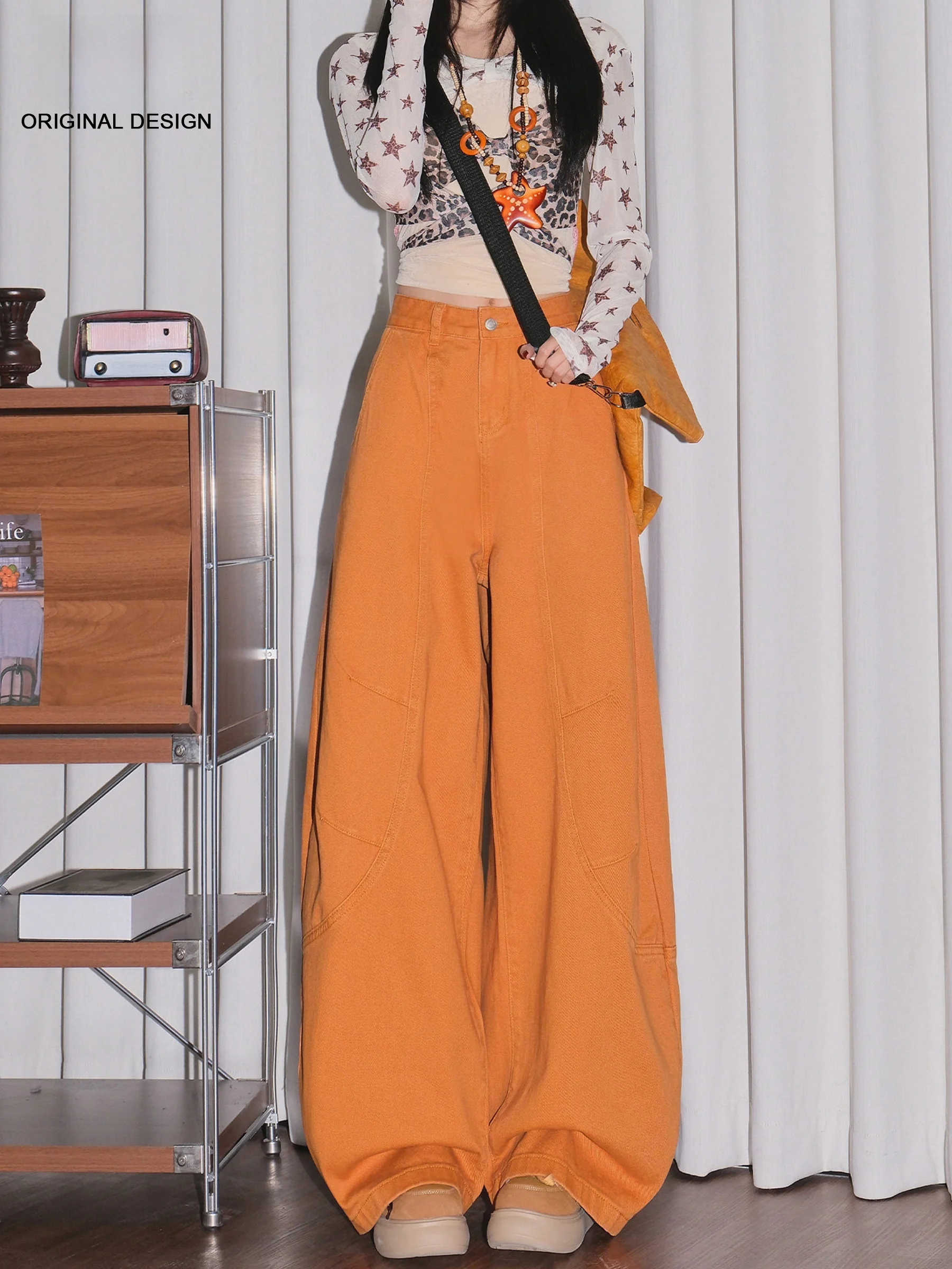 

Джинсы женские летние свободного кроя в американском стиле, широкие брюки с эффектом похудения, повседневные, с естественной талией, из хлопка, MR32851