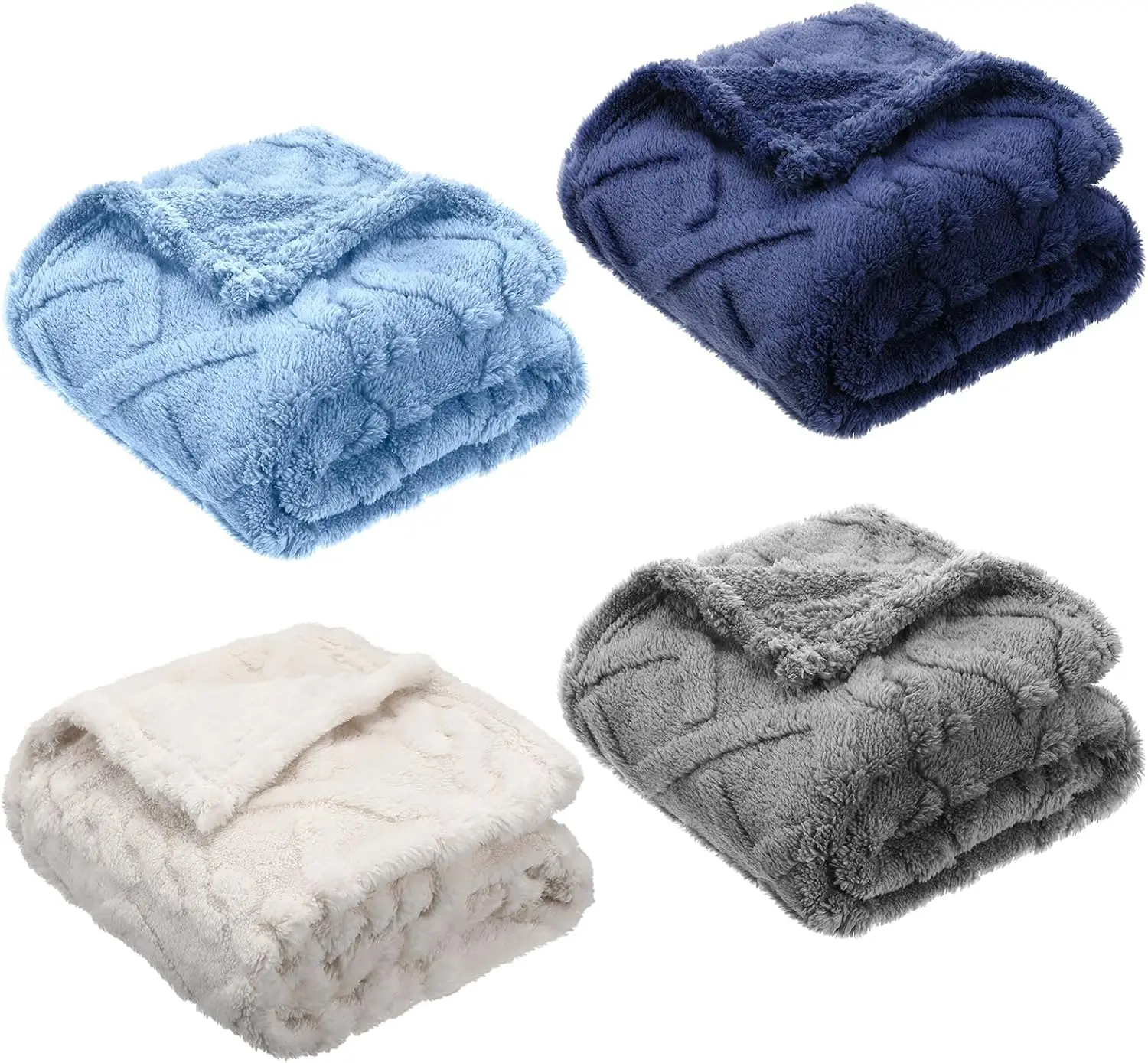 

4-Piece Soft Fleece Baby Blankets Set, 30" x 40", Warm Plush Swaddling for Boys and Girls, Blue