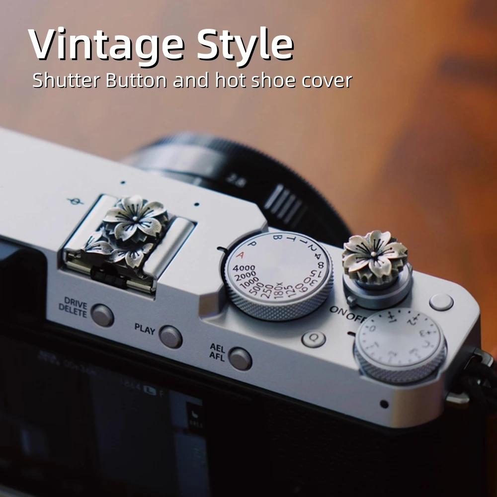 Retro Metal Camera Hot Shoe Cover Shutter Button Handcrafted