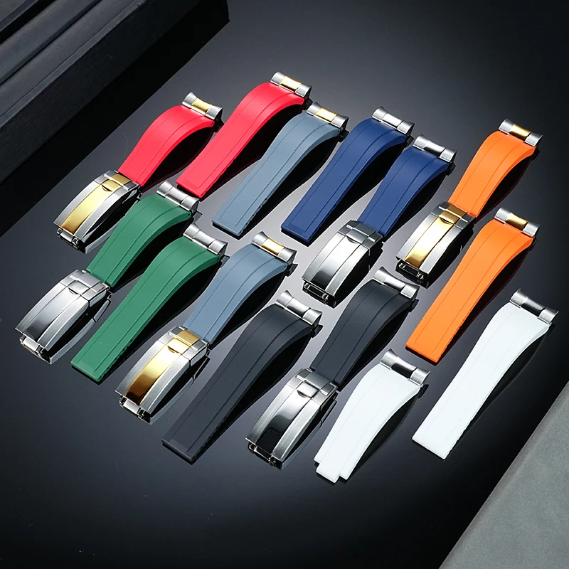 Correa de reloj de goma de 20mm, 21mm y 22mm para Tudor Black Bay 39mm 1958 BB58 Panda Pro, correa de reloj con escudo negro, pulsera Linker de extremo de acero