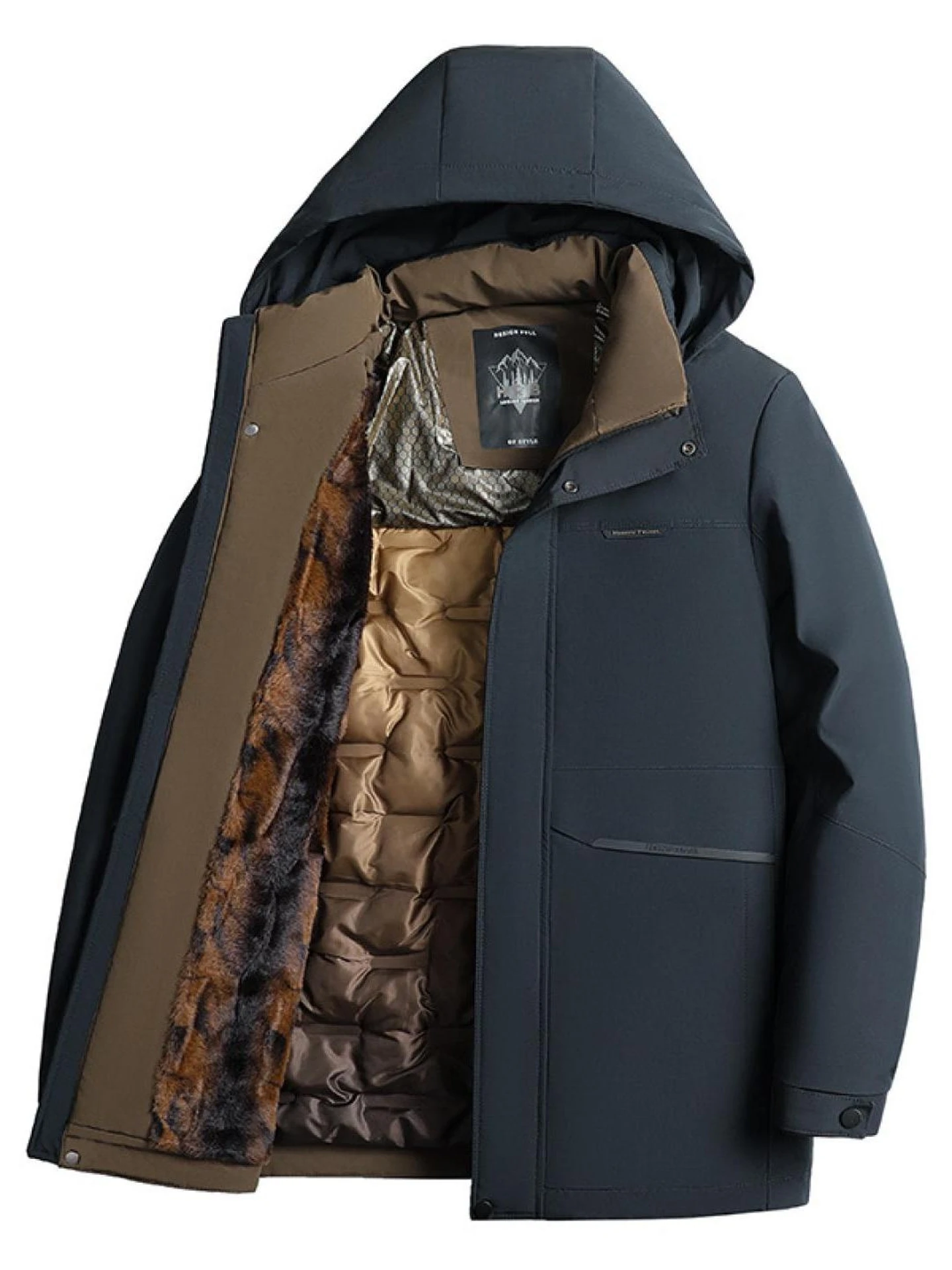 

Thiened Winter Cotton Jaet for Middle-Aged Men with Detachable Hat Warm Fluffy Cold-Resistant Dad Sle Home Wear