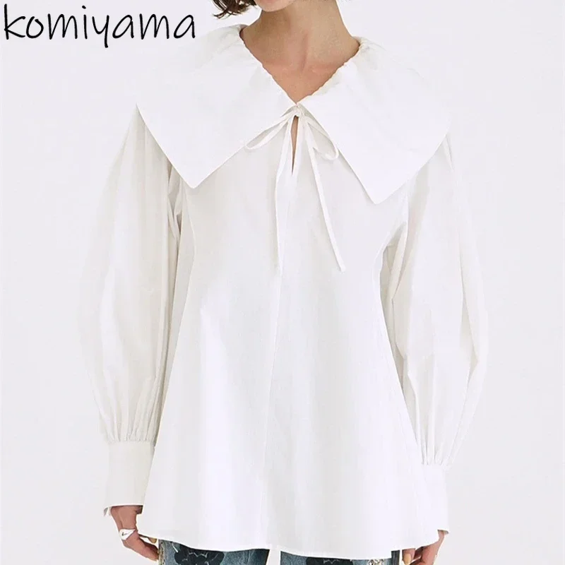 

Laple Long Sleeve Camisas Bandage Bow Blusas Mujer Tunic Shirts & Blouses 2025 Spring New Women Clothing Sweet Ropa