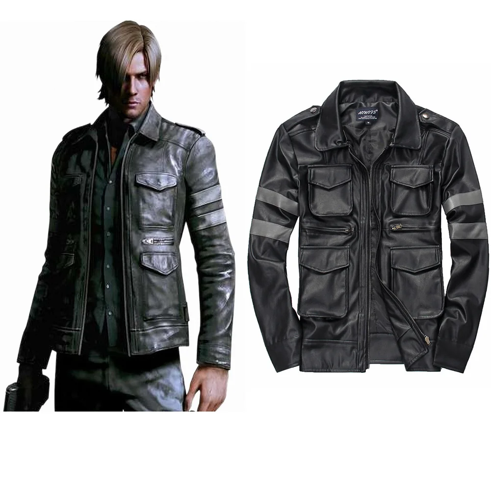 Evil Resident 4 Cosplay Costume Jacktet Pu Coat Outfits Street Casual Clothing Halloween Carnival Disguise Suit Men Male Adult