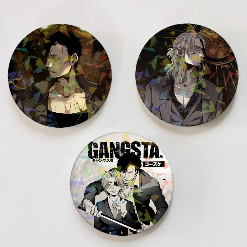 Anime G-Gangsta Runde Anstecknadeln für Rucksäcke, Aktentaschen, Laser-Broschen, Kleidung, Geschenke