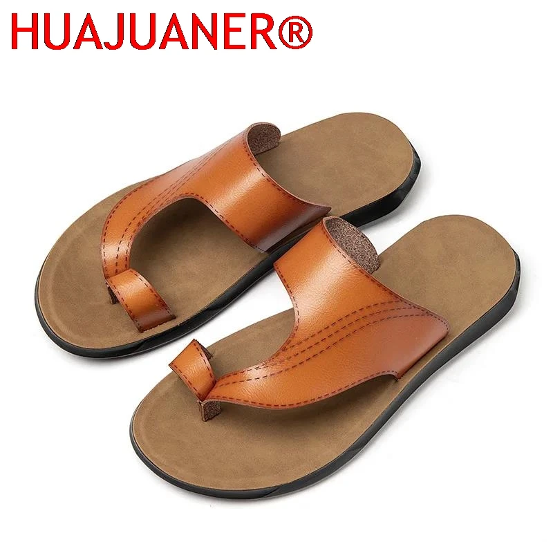 Summer New Men's Comfortable Non-Slip Wear-Resistant Beach Thick Bottom Trendy One-Step Slippers Polyamide Sole Adults